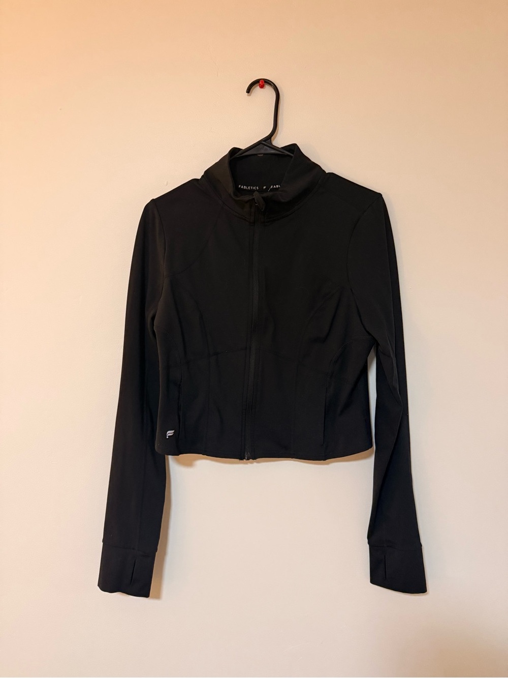 Fabletics Black Cropped Zip-Up Jacket